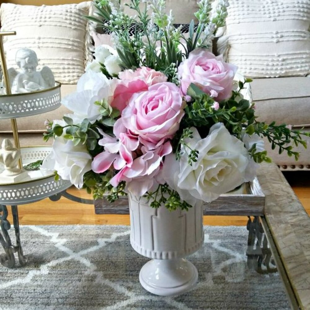 NEW! EXQUISITE Shabby ROSES CHIC Centerpiece FLORAL - Picture 5 of 6